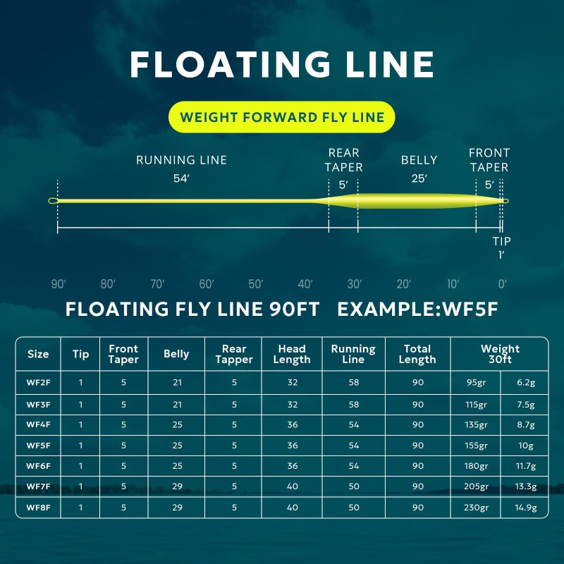 SF Fly Fishing Line with Welded Loop Weight Forward Floating Fly Line WF6F 90FT - Image 2